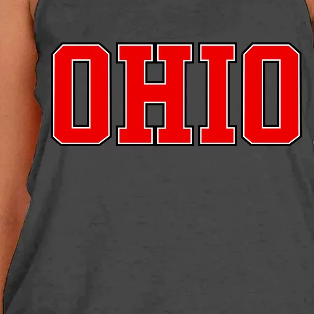 Ohio Jersey Block Logo Women's Knotted Racerback Tank