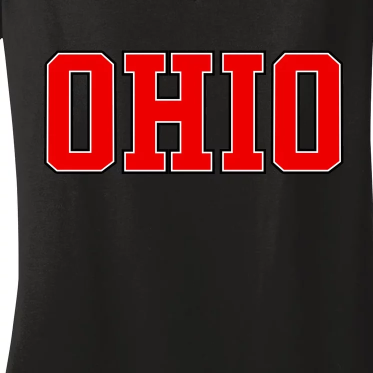 Ohio Jersey Block Logo Women's V-Neck T-Shirt