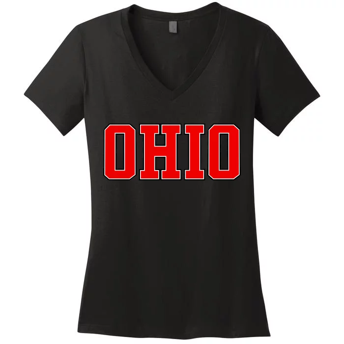 Ohio Jersey Block Logo Women's V-Neck T-Shirt