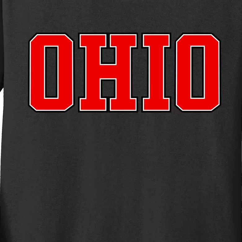 Ohio Jersey Block Logo Kids Long Sleeve Shirt