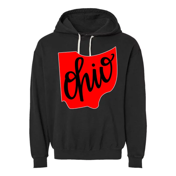 Ohio Outline State Garment-Dyed Fleece Hoodie