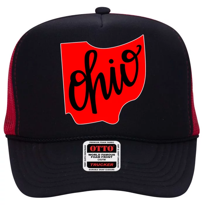 Ohio Outline State High Crown Mesh Trucker Hat