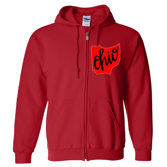 Ohio Outline State Full Zip Hoodie