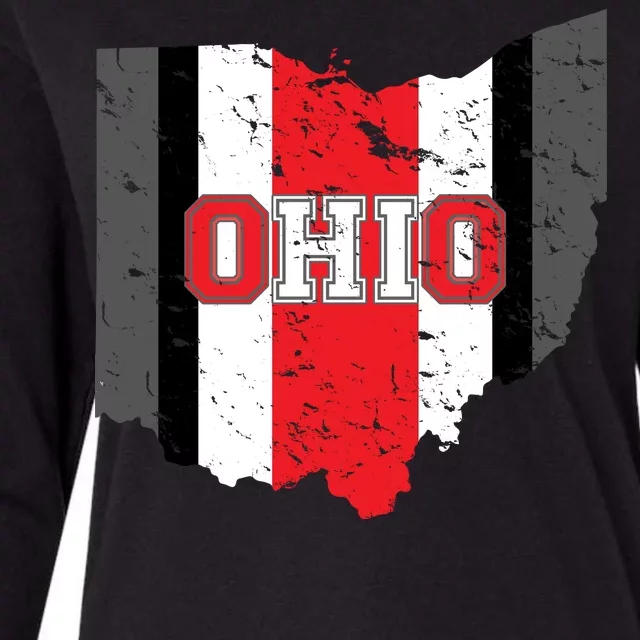 Ohio State Pride Striped Womens Cotton Relaxed Long Sleeve T-Shirt