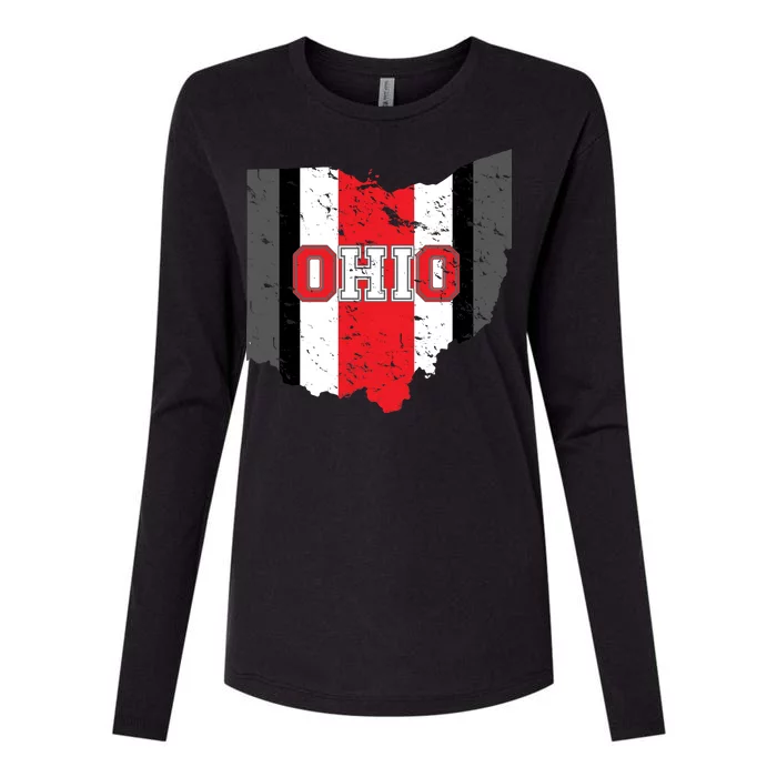 Ohio State Pride Striped Womens Cotton Relaxed Long Sleeve T-Shirt