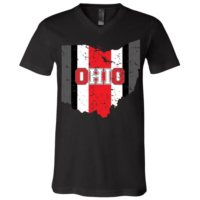 Ohio State Pride Striped V-Neck T-Shirt