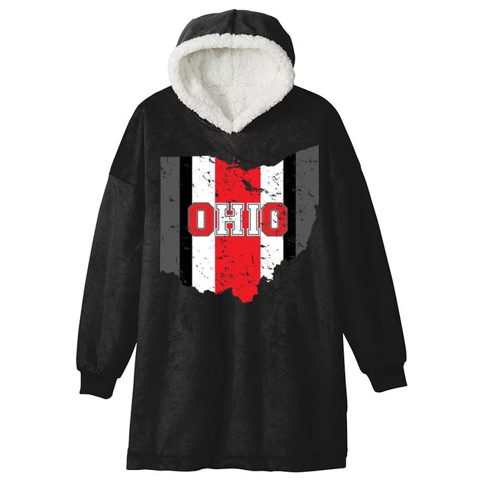 Ohio State Pride Striped Hooded Wearable Blanket