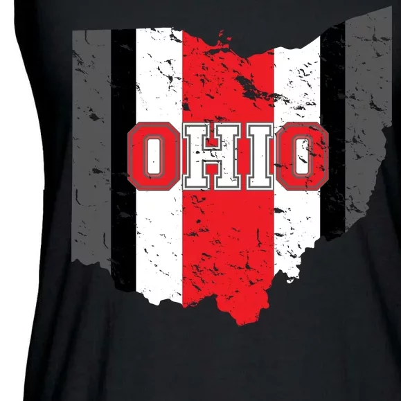 Ohio State Pride Striped Ladies Essential Flowy Tank