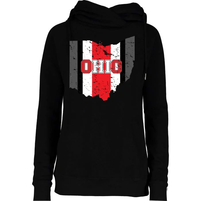 Ohio State Pride Striped Womens Funnel Neck Pullover Hood