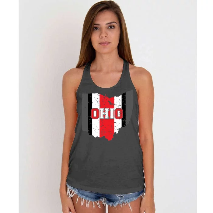 Ohio State Pride Striped Women's Knotted Racerback Tank