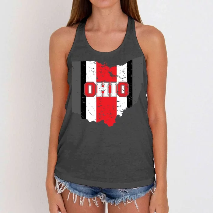 Ohio State Pride Striped Women's Knotted Racerback Tank