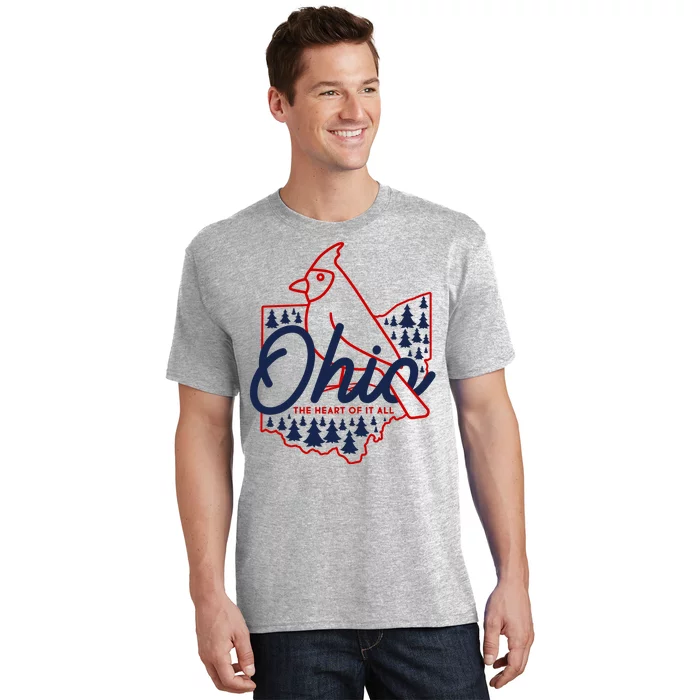 Ohio The Heart Of It All State Bird Cardinal T-Shirt