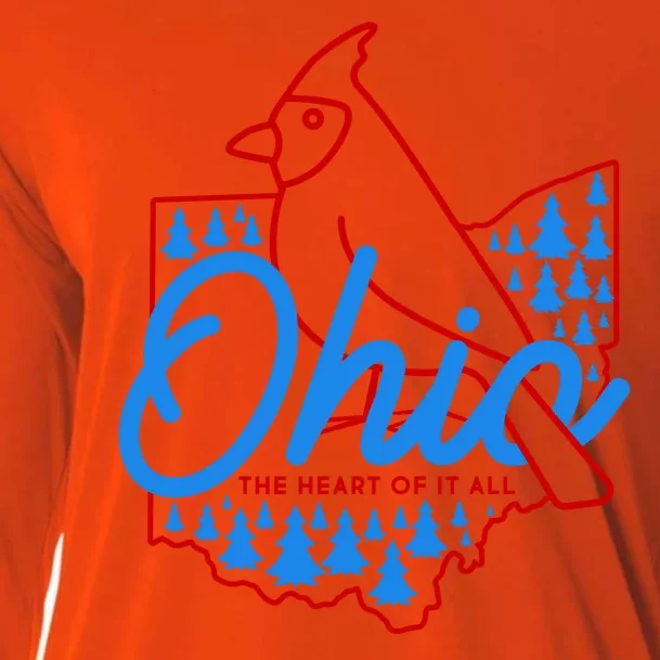 Ohio The Heart Of It All State Bird Cardinal Cooling Performance Long Sleeve Crew