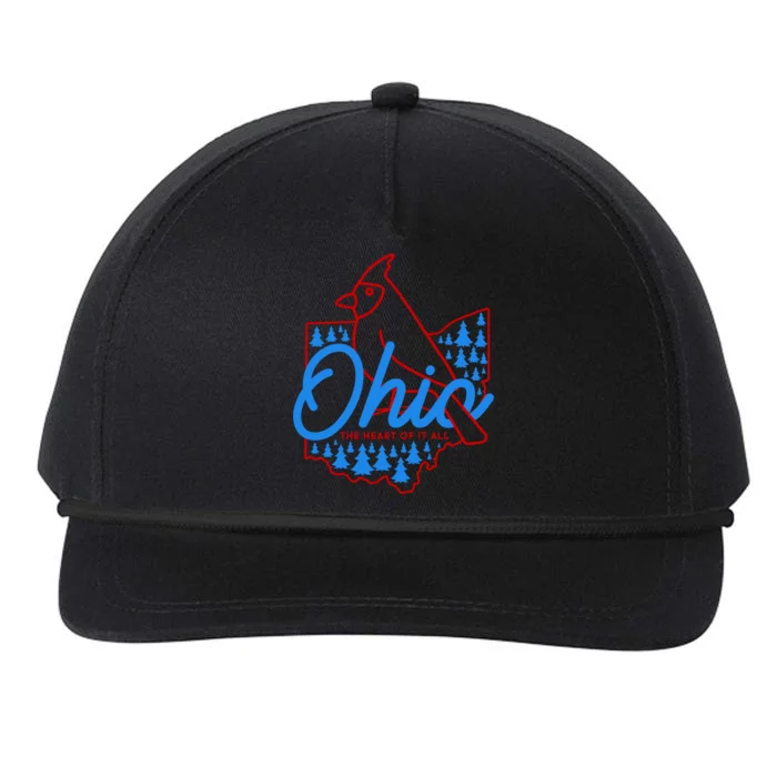 Ohio The Heart Of It All State Bird Cardinal Snapback Five-Panel Rope Hat