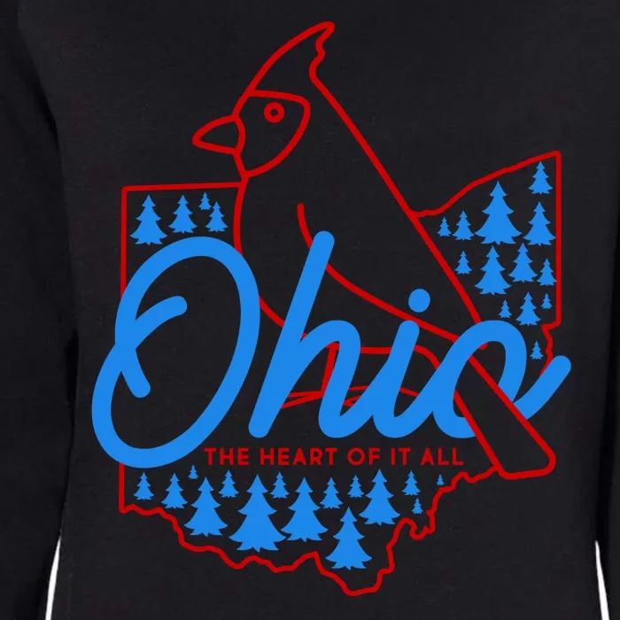 Ohio The Heart Of It All State Bird Cardinal Womens California Wash Sweatshirt