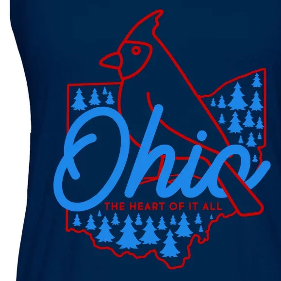 Ohio The Heart Of It All State Bird Cardinal Ladies Essential Flowy Tank