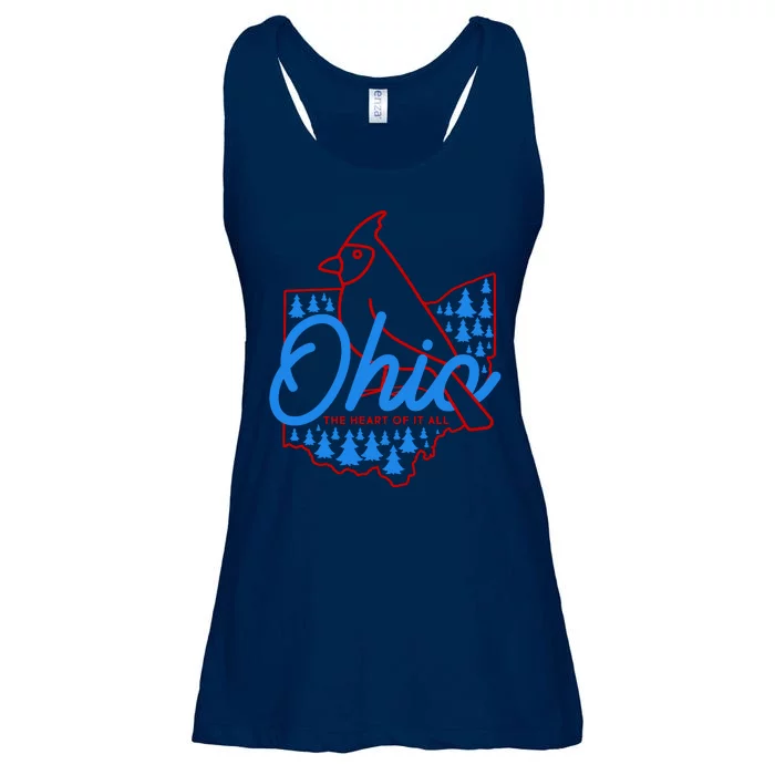 Ohio The Heart Of It All State Bird Cardinal Ladies Essential Flowy Tank