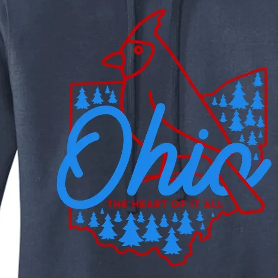 Ohio The Heart Of It All State Bird Cardinal Women's Pullover Hoodie