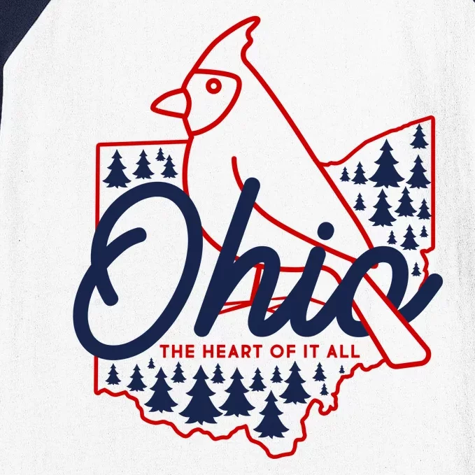 Ohio The Heart Of It All State Bird Cardinal Baseball Sleeve Shirt