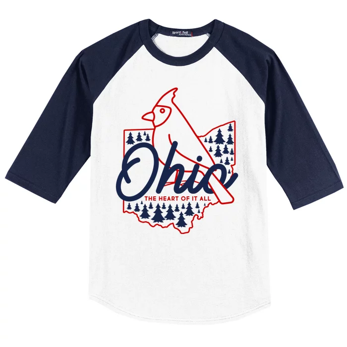 Ohio The Heart Of It All State Bird Cardinal Baseball Sleeve Shirt