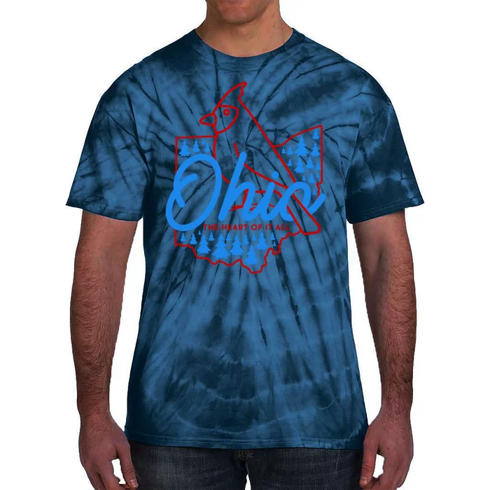 Ohio The Heart Of It All State Bird Cardinal Tie-Dye T-Shirt