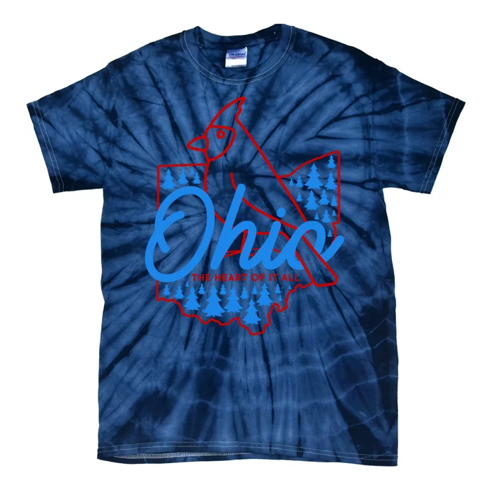 Ohio The Heart Of It All State Bird Cardinal Tie-Dye T-Shirt