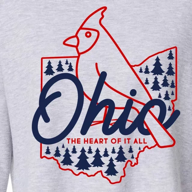 Ohio The Heart Of It All State Bird Cardinal Cropped Pullover Crew