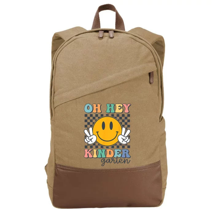 Oh Hey Kindergarten Teachers Kids Retro Smile Back To School Cotton Canvas Backpack