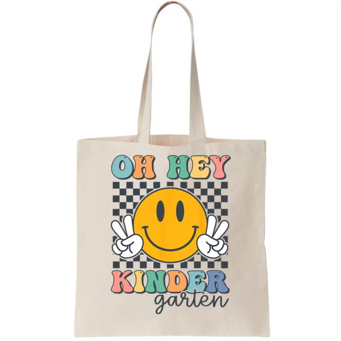 Oh Hey Kindergarten Teachers Kids Retro Smile Back To School Tote Bag