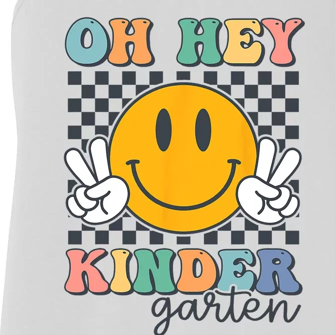 Oh Hey Kindergarten Teachers Kids Retro Smile Back To School Women's Racerback Tank