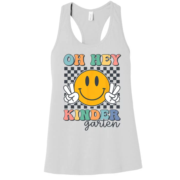 Oh Hey Kindergarten Teachers Kids Retro Smile Back To School Women's Racerback Tank