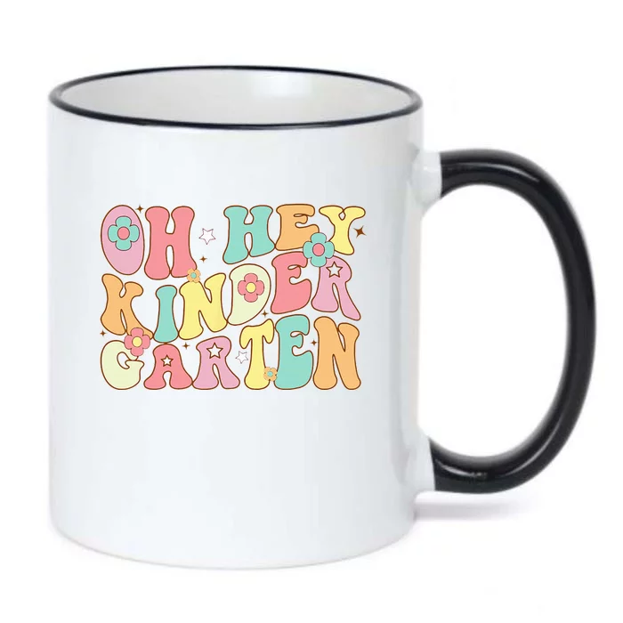 Oh Hey Kindergarten Groovy Retro First Day Back To School Black Color Changing Mug