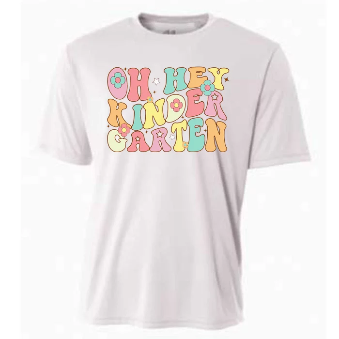 Oh Hey Kindergarten Groovy Retro First Day Back To School Cooling Performance Crew T-Shirt