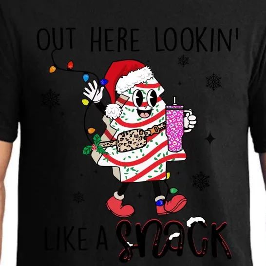 Out Here Lookin Like A Snack Funny Christmas Santa Tree Cake Great Gift Pajama Set