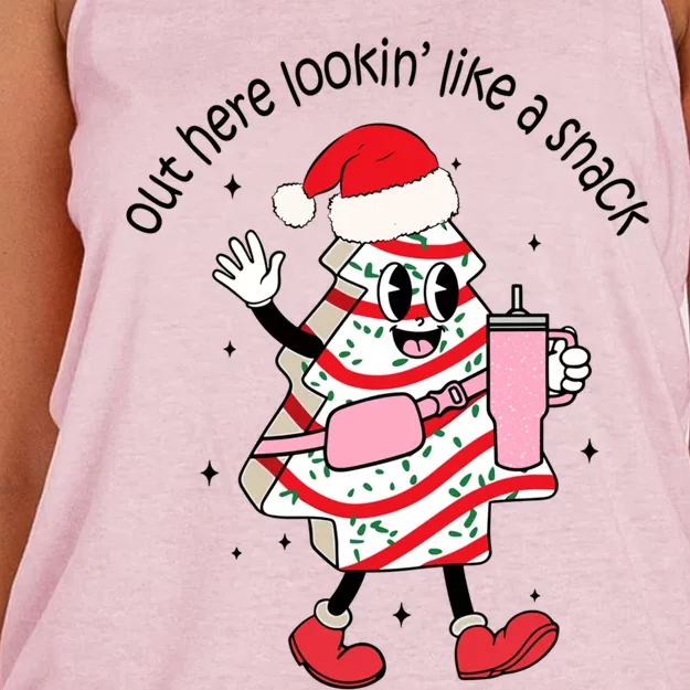 Out Here Lookin Like A Snack Boojee Christmas Tree Cake Gift Women's Knotted Racerback Tank