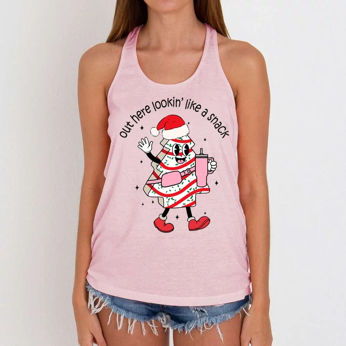 Out Here Lookin Like A Snack Boojee Christmas Tree Cake Gift Women's Knotted Racerback Tank