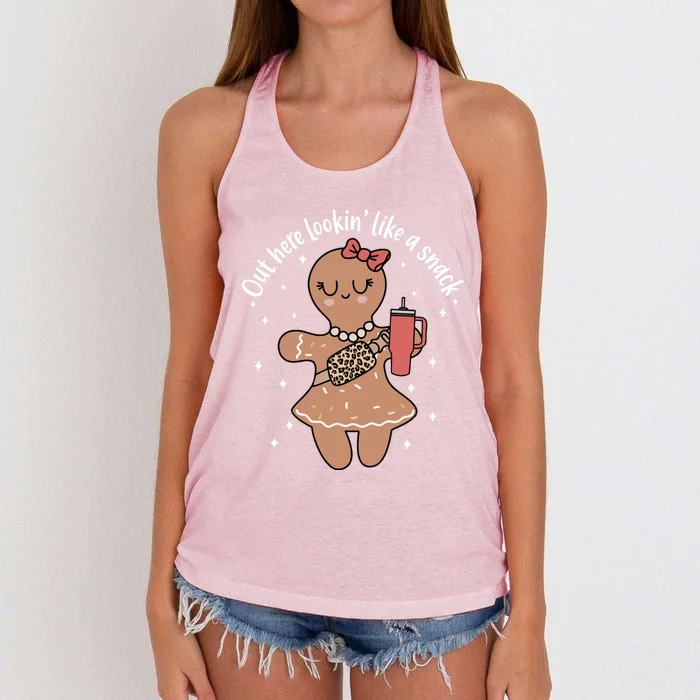 Out Here Lookin Like A Snack Gingerbread Christmas Xmas Gift Women's Knotted Racerback Tank