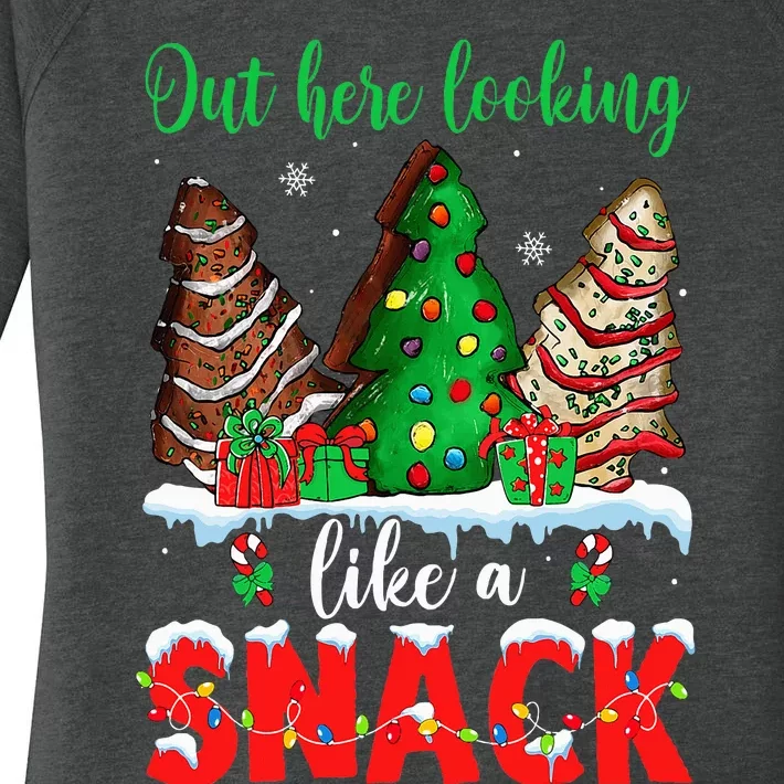 Out Here Looking Like A Snack Christmas Trees Cakes Debbie Women's Perfect Tri Tunic Long Sleeve Shirt