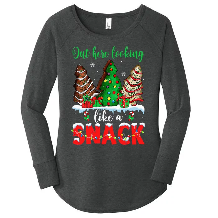 Out Here Looking Like A Snack Christmas Trees Cakes Debbie Women's Perfect Tri Tunic Long Sleeve Shirt