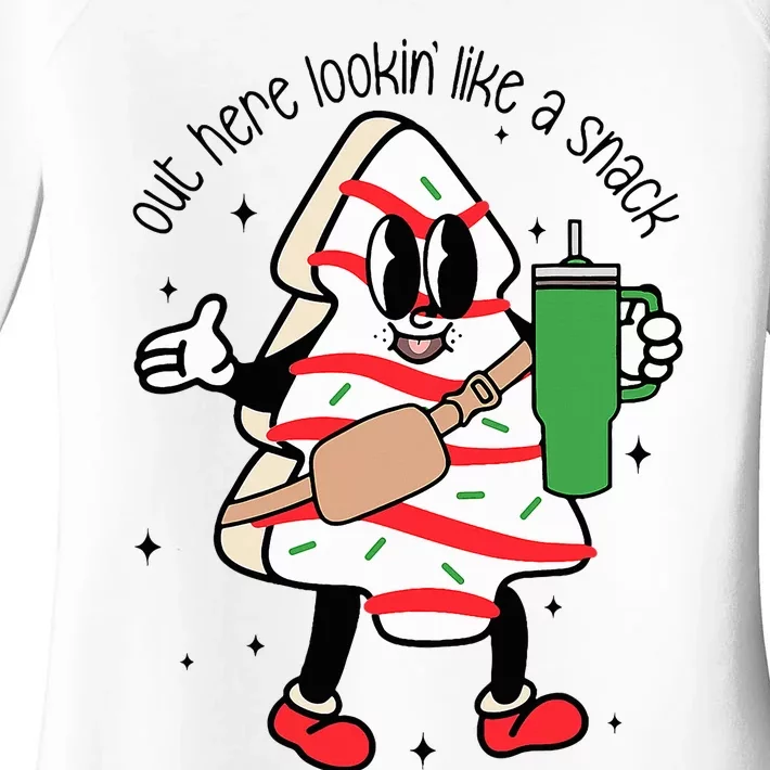 Out Here Looking Like A Snack Cute Xmas Christmas Tree Cake Women's Perfect Tri Tunic Long Sleeve Shirt