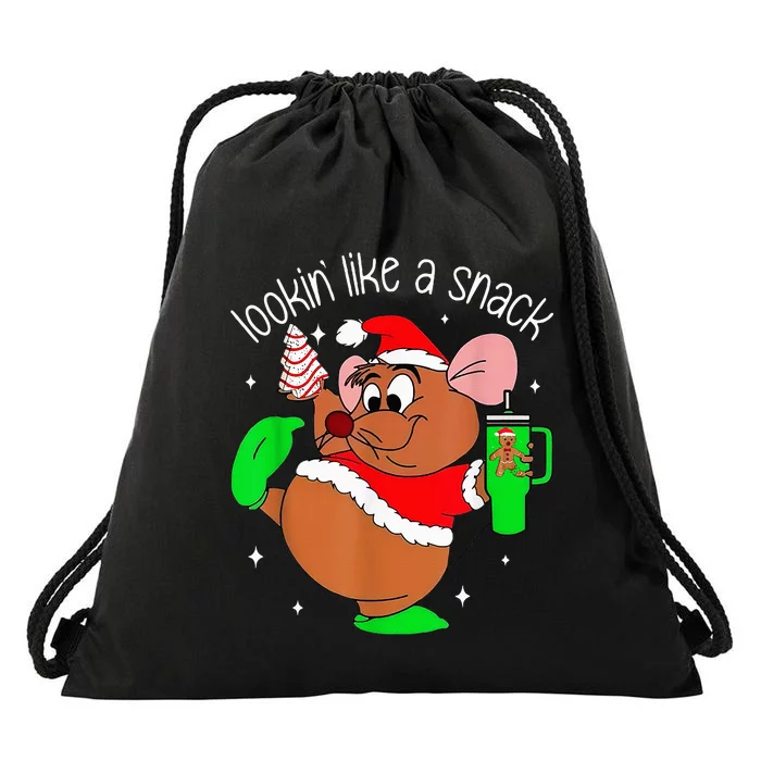 Out Here Looking Like A Snack Funny Mouse Christmas Drawstring Bag