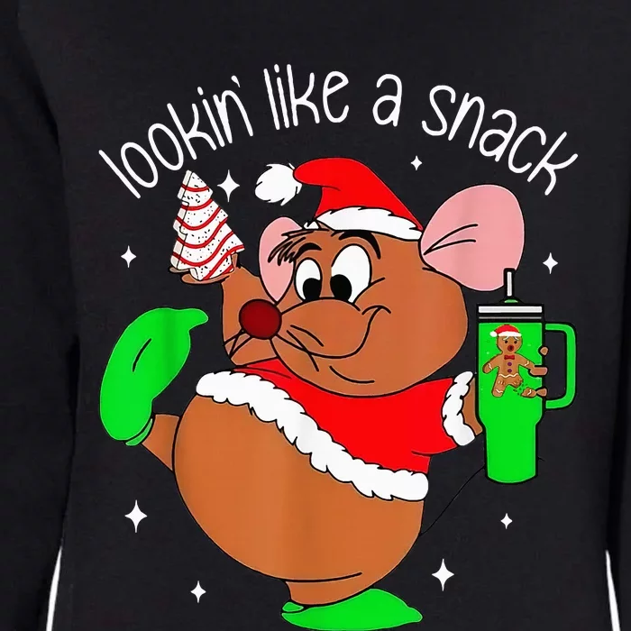 Out Here Looking Like A Snack Funny Mouse Christmas Womens California Wash Sweatshirt