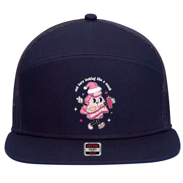 Out Here Lookin Like A Snack Pink Christmas Tree Cake Boojee Gift 7 Panel Mesh Trucker Snapback Hat