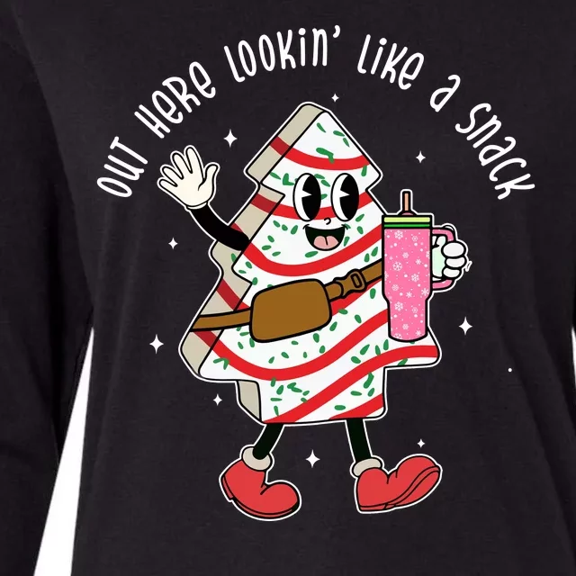 Out Here Lookin Like A Snack Christmas Funny Womens Cotton Relaxed Long Sleeve T-Shirt