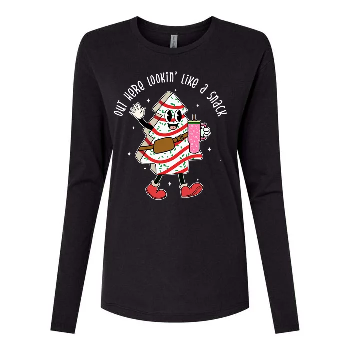 Out Here Lookin Like A Snack Christmas Funny Womens Cotton Relaxed Long Sleeve T-Shirt