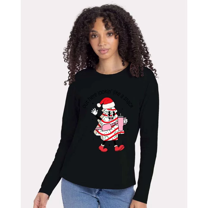 Out Here Lookin Like A Snack Boojee Christmas Tree Cake Gift Womens Cotton Relaxed Long Sleeve T-Shirt