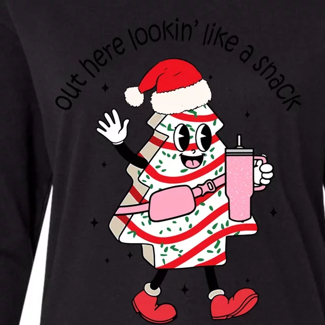 Out Here Lookin Like A Snack Boojee Christmas Tree Cake Gift Womens Cotton Relaxed Long Sleeve T-Shirt