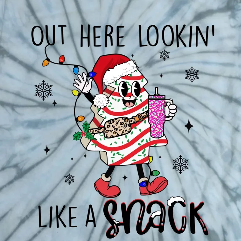 Out Here Lookin Like A Snack Funny Christmas Santa Tree Cake Cool Gift Tie-Dye T-Shirt