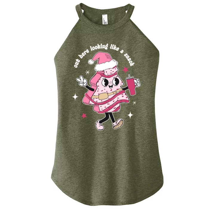 Out Here Lookin Like A Snack Pink Christmas Tree Cake Boojee Gift Women’s Perfect Tri Rocker Tank