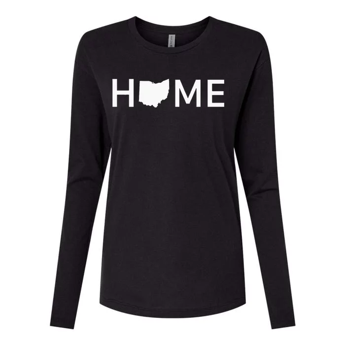 Ohio Home Love U.S. State Outline Silhouette Womens Cotton Relaxed Long Sleeve T-Shirt